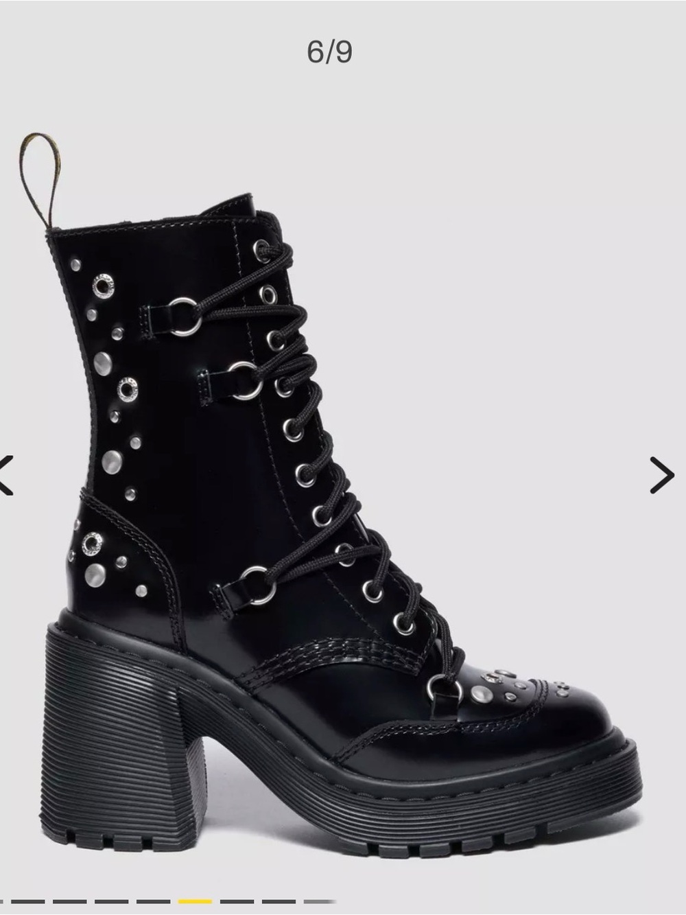 Dr. Martens Black Studded Lace-Up Platform Heel Boot/Chesney boots - Picture 5 of 9